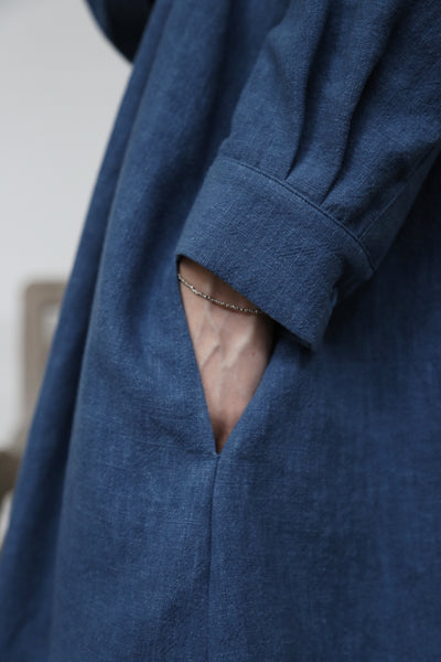 Create a sophisticated and cute look for adults. Round collar dress, long dress, linen dress 250918