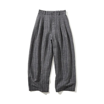 ★春季福袋★ 2件套：亞麻上衣（白色）+條紋高腰褲（3種顏色可選）210804-4 220308