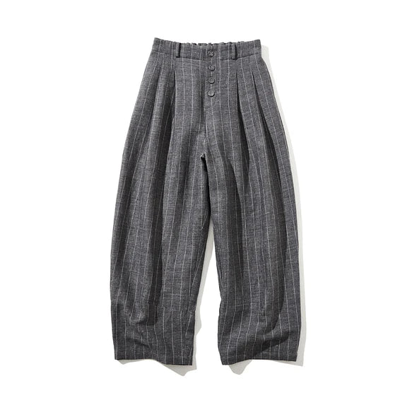 ★春季福袋★ 2件套：亞麻上衣（白色）+條紋高腰褲（3種顏色可選）210804-4 220308