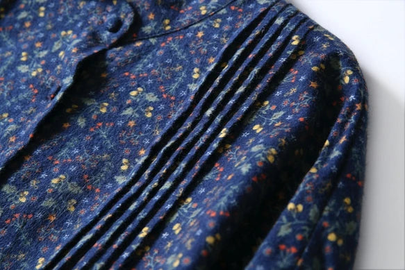 ニュアンスはなつ　大人女子の花柄ワンピース　起毛感ある素材　コットンワンピース201201