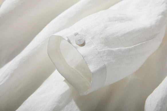 ★春季福袋★ 2件套：亞麻上衣（白色）+條紋高腰褲（3種顏色可選）210804-4 220308