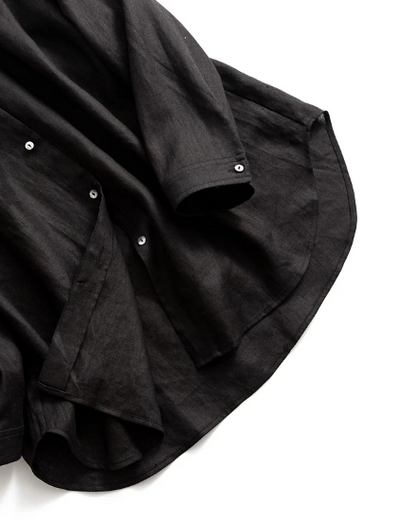 享受穿著 Yoke switch 縮褶襯衫女襯衫 100% 亞麻 220203-1