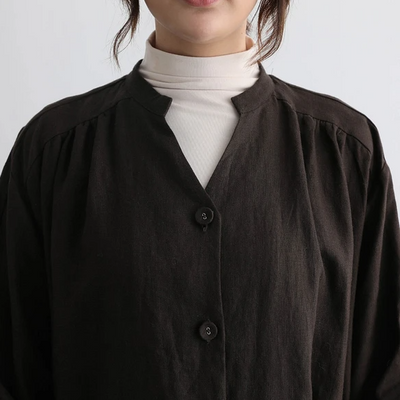 蓬鬆秋色罩衫裙配腰帶長袖連身裙三色 200910