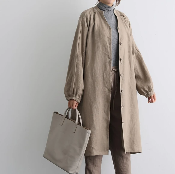 蓬鬆秋色罩衫裙配腰帶長袖連身裙三色 200910