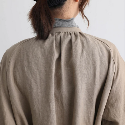 蓬鬆秋色罩衫裙配腰帶長袖連身裙三色 200910