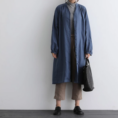 蓬鬆秋色罩衫裙配腰帶長袖連身裙三色 200910