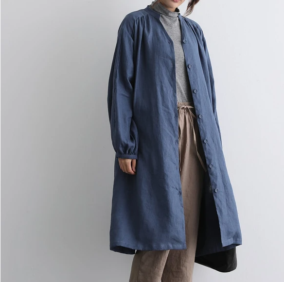 蓬鬆秋色罩衫裙配腰帶長袖連身裙三色 200910