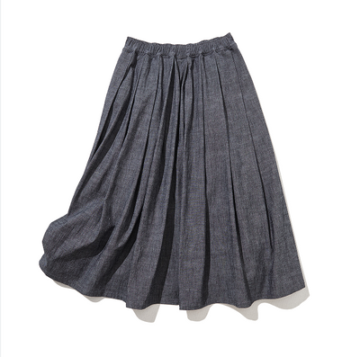 Moderately elegant denim skirt, tucked skirt, long skirt 221201-1