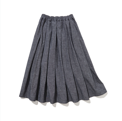 Moderately elegant denim skirt, tucked skirt, long skirt 221201-1