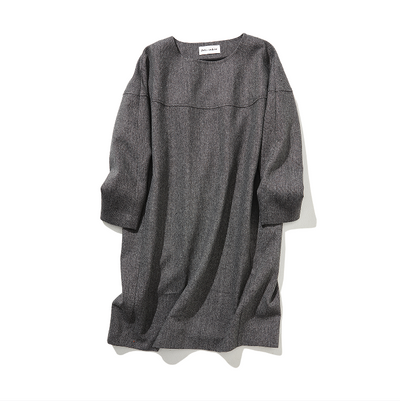 非常流行的復古圖案厚厚秋冬連身裙寬鬆襯裡221002-3