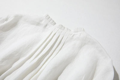 ★春季福袋★ 2件套：亞麻上衣（白色）+條紋高腰褲（3種顏色可選）210804-4 220308