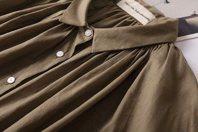 成人時尚質感亞麻襯衫女上衣襯衫短袖亞麻 190712 