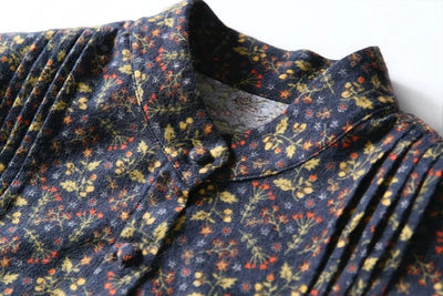 ニュアンスはなつ　大人女子の花柄ワンピース　起毛感ある素材　コットンワンピース201201