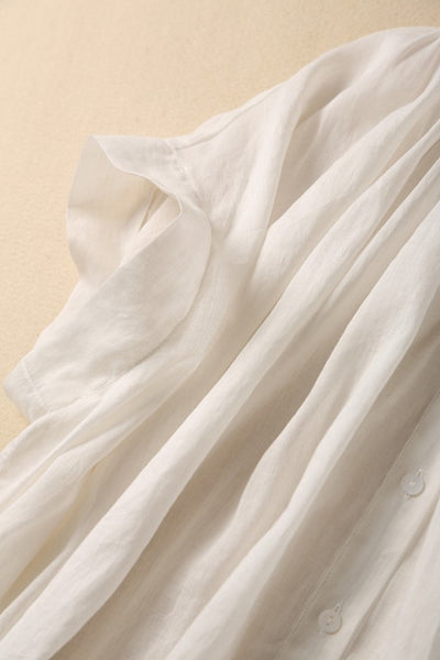 成人時尚質感亞麻襯衫女上衣襯衫短袖亞麻 190712 