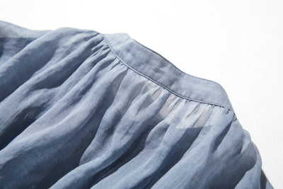 さらりと着心地良い　夏の定番シャツブラウス フリル袖 麻100％　220513