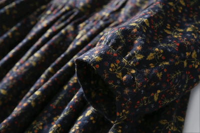 ニュアンスはなつ　大人女子の花柄ワンピース　起毛感ある素材　コットンワンピース201201