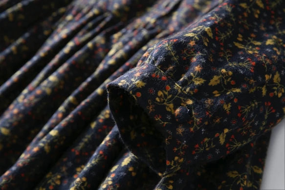 ニュアンスはなつ　大人女子の花柄ワンピース　起毛感ある素材　コットンワンピース201201