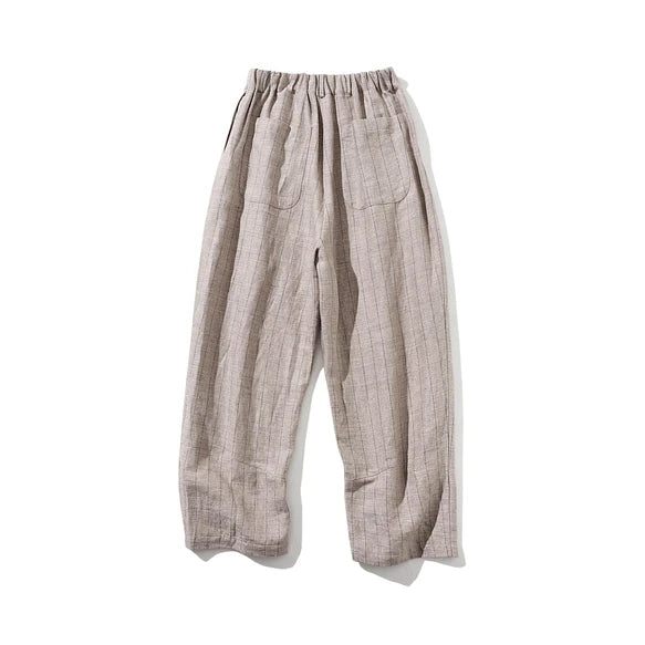 ★春季福袋★ 2件套：亞麻上衣（白色）+條紋高腰褲（3種顏色可選）210804-4 220308