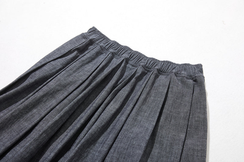 Moderately elegant denim skirt, tucked skirt, long skirt 221201-1
