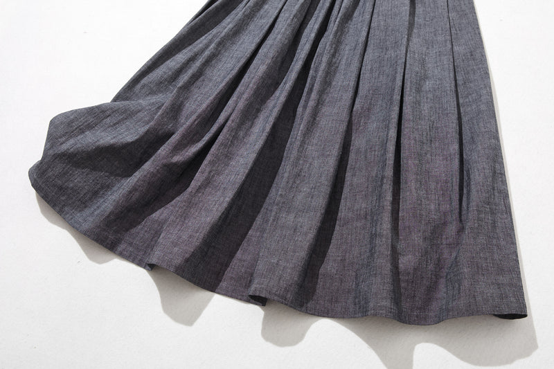 Moderately elegant denim skirt, tucked skirt, long skirt 221201-1