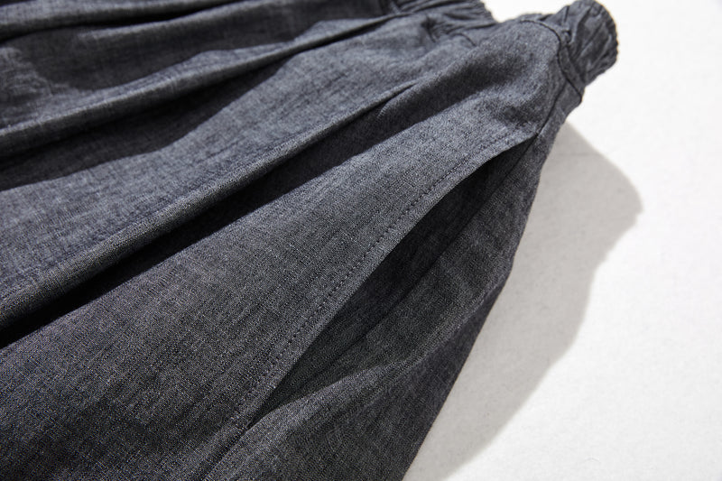 Moderately elegant denim skirt, tucked skirt, long skirt 221201-1