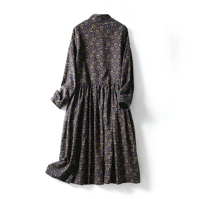 ニュアンスはなつ　大人女子の花柄ワンピース　起毛感ある素材　コットンワンピース201201