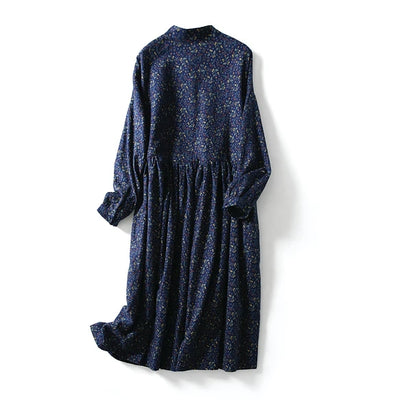 ニュアンスはなつ　大人女子の花柄ワンピース　起毛感ある素材　コットンワンピース201201