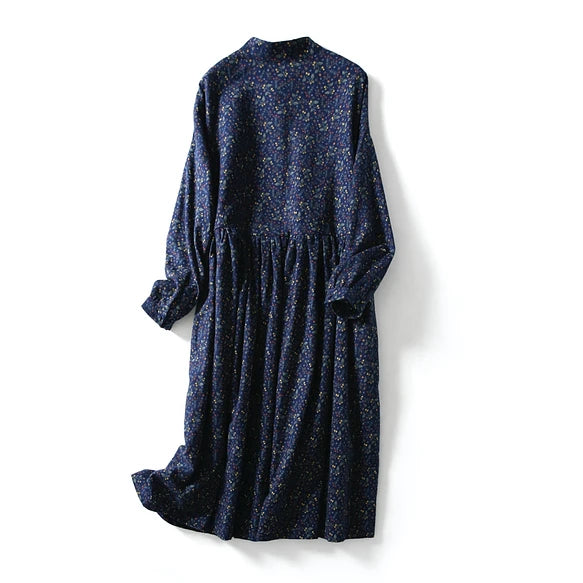 ニュアンスはなつ　大人女子の花柄ワンピース　起毛感ある素材　コットンワンピース201201