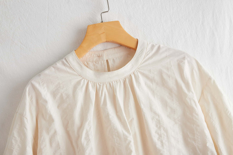 限時 10% 折扣★舒適的提花布料，外觀華麗 100% 純棉 3/4 袖襯衫 220807