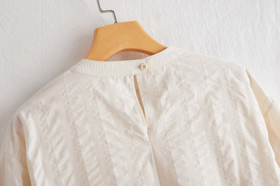 限時 10% 折扣★舒適的提花布料，外觀華麗 100% 純棉 3/4 袖襯衫 220807