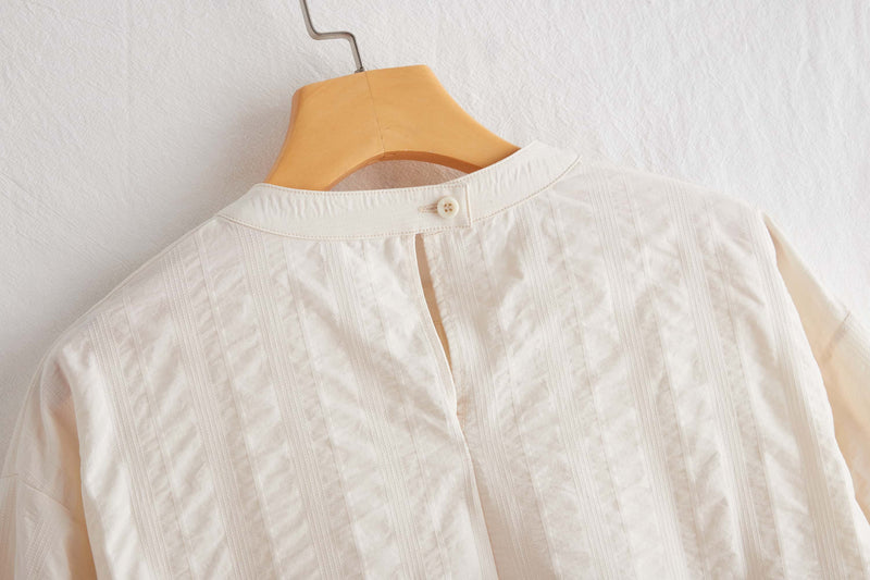 限時 10% 折扣★舒適的提花布料，外觀華麗 100% 純棉 3/4 袖襯衫 220807