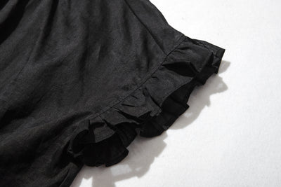 さらりと着心地良い　夏の定番シャツブラウス フリル袖 麻100％　220513