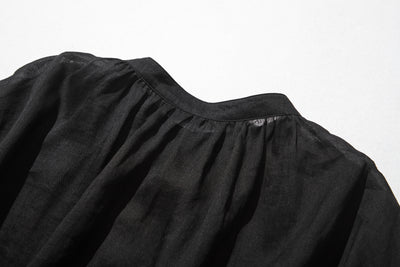 さらりと着心地良い　夏の定番シャツブラウス フリル袖 麻100％　220513