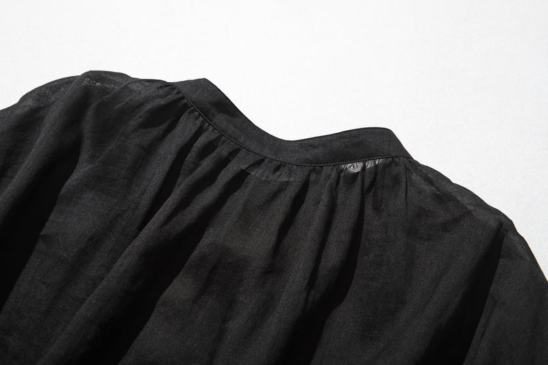 さらりと着心地良い　夏の定番シャツブラウス フリル袖 麻100％　220513