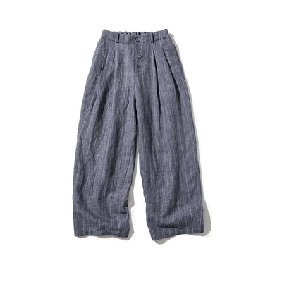 ★春季福袋★ 2件套：亞麻上衣（白色）+條紋高腰褲（3種顏色可選）210804-4 220308