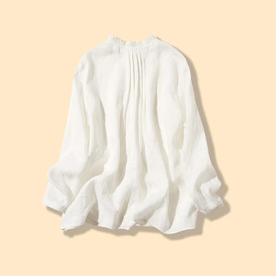 ★春季福袋★ 2件套：亞麻上衣（白色）+條紋高腰褲（3種顏色可選）210804-4 220308