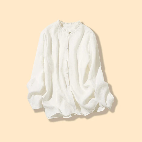 ★春季福袋★ 2件套：亞麻上衣（白色）+條紋高腰褲（3種顏色可選）210804-4 220308