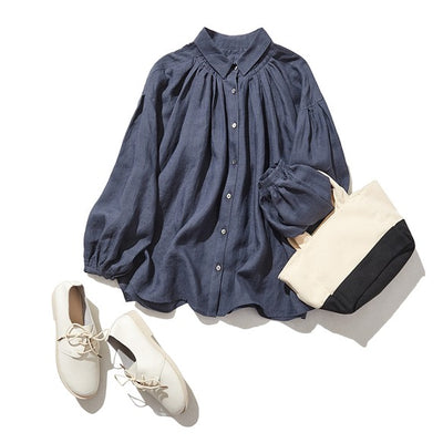 亞麻襯衫 亞麻長袖 220606 可搭配多種服裝