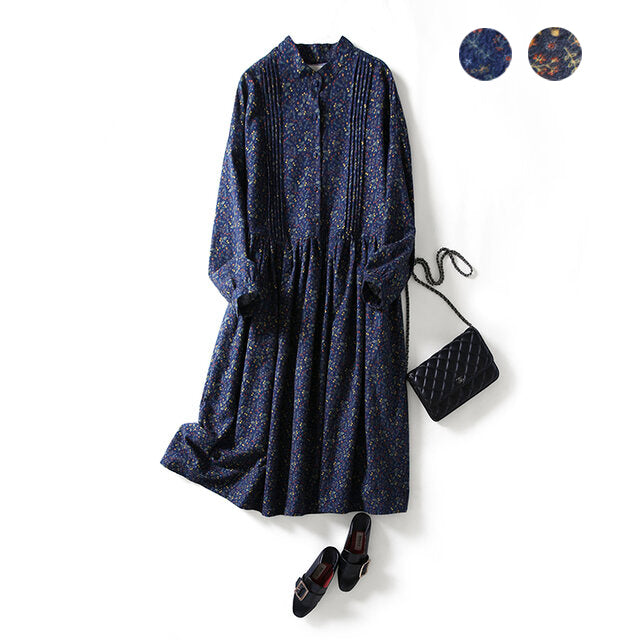 ニュアンスはなつ　大人女子の花柄ワンピース　起毛感ある素材　コットンワンピース201201